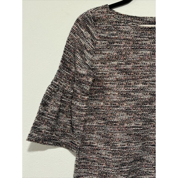 Ann Taylor LOFT Tweed Flare 3/4 Bell Flare Sleeve Blouse XS Corporate CorpCore - Picture 3 of 12